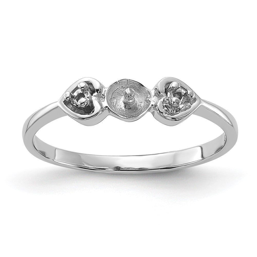 14k White Gold Polished Diamond & Pearl Ring Mounting