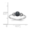 14k White Gold 4.5mm Black FW Cultured Pearl AA Diamond ring