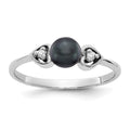 14k White Gold 4.5mm Black FW Cultured Pearl VS Diamond ring
