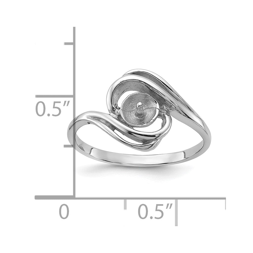 14k White Gold Polished Pearl Ring Mounting