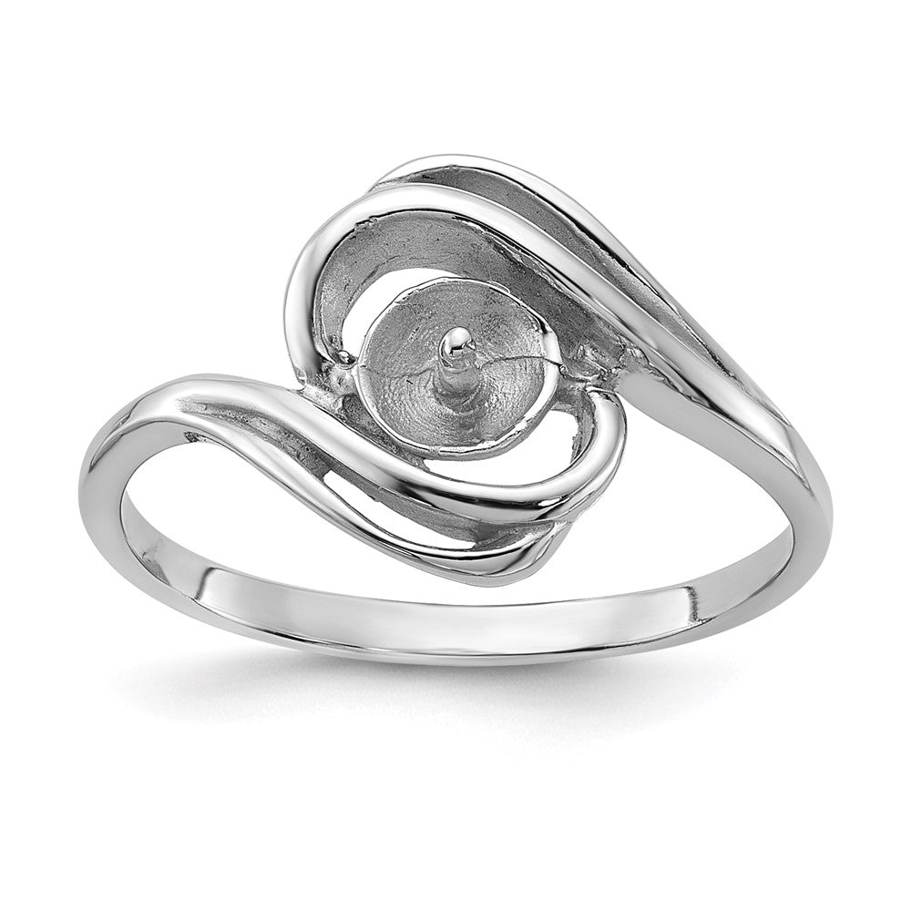 14k White Gold Polished Pearl Ring Mounting