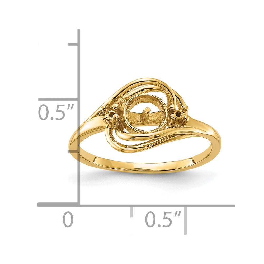14k Polished Diamond & Pearl Ring Mounting