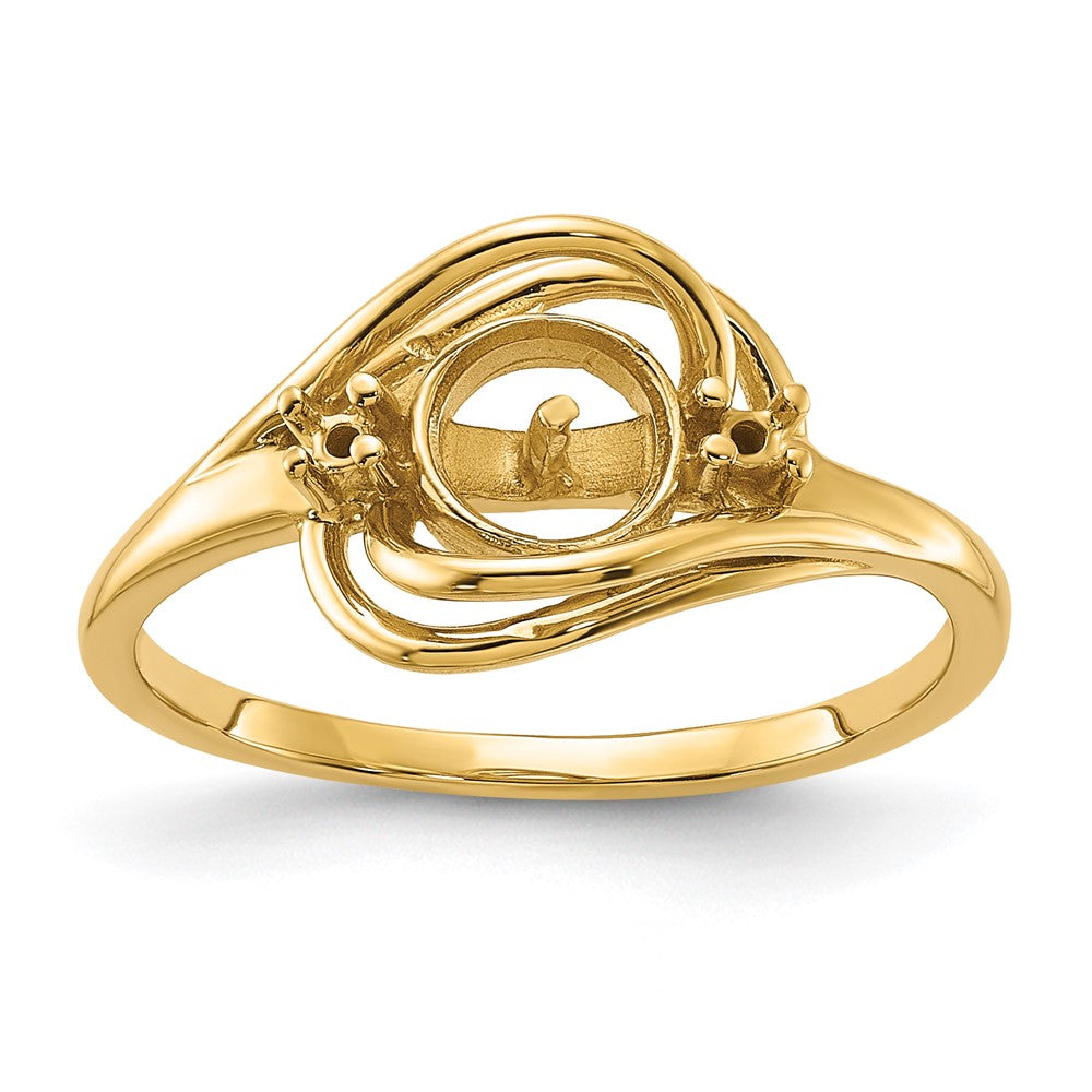 14k Polished Diamond & Pearl Ring Mounting