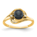 14k 5.5mm Black FW Cultured Pearl AA Diamond ring