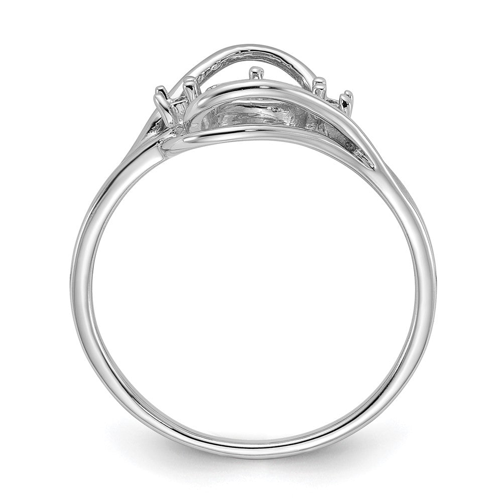 14k White Gold Polished Diamond & Pearl Ring Mounting