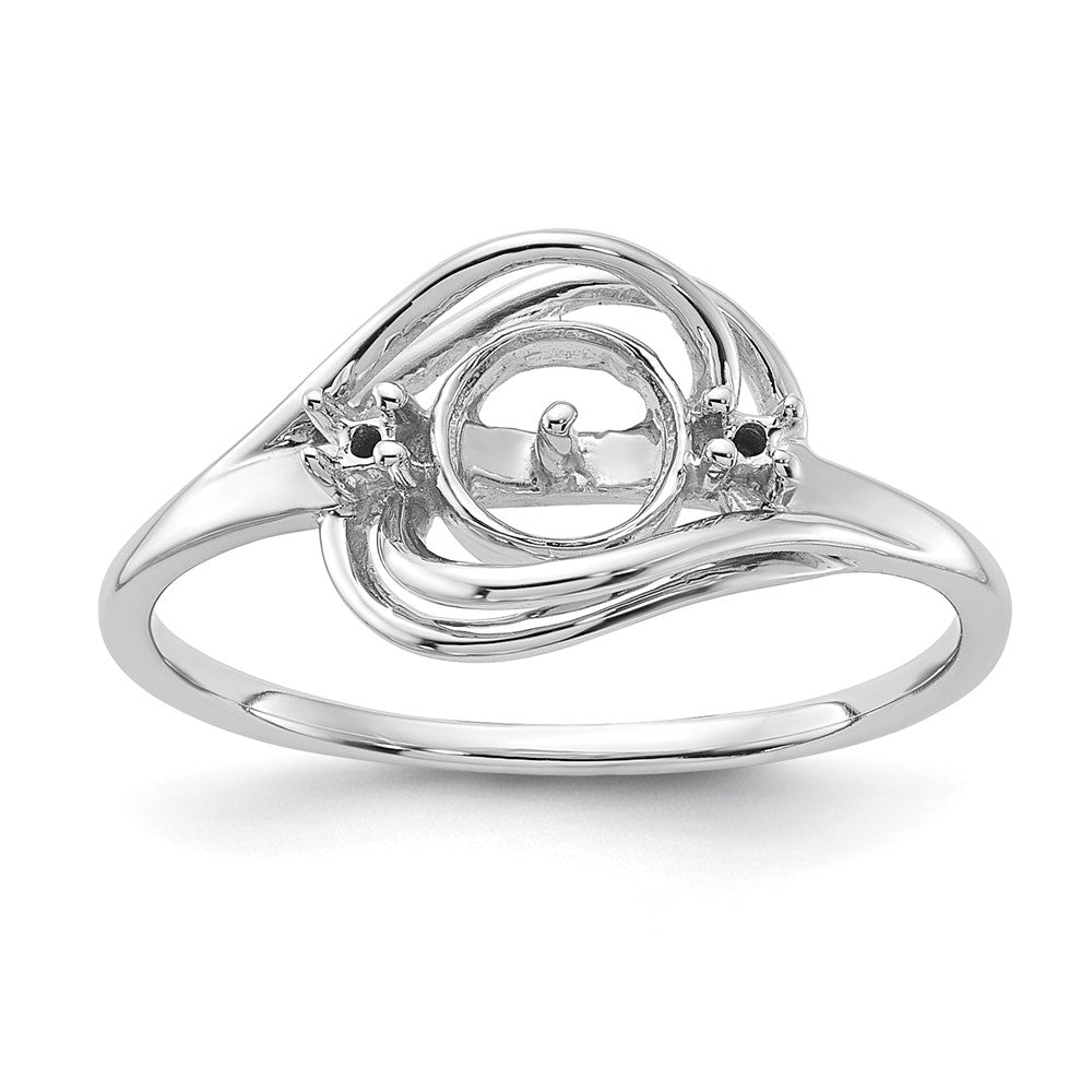 14k White Gold Polished Diamond & Pearl Ring Mounting