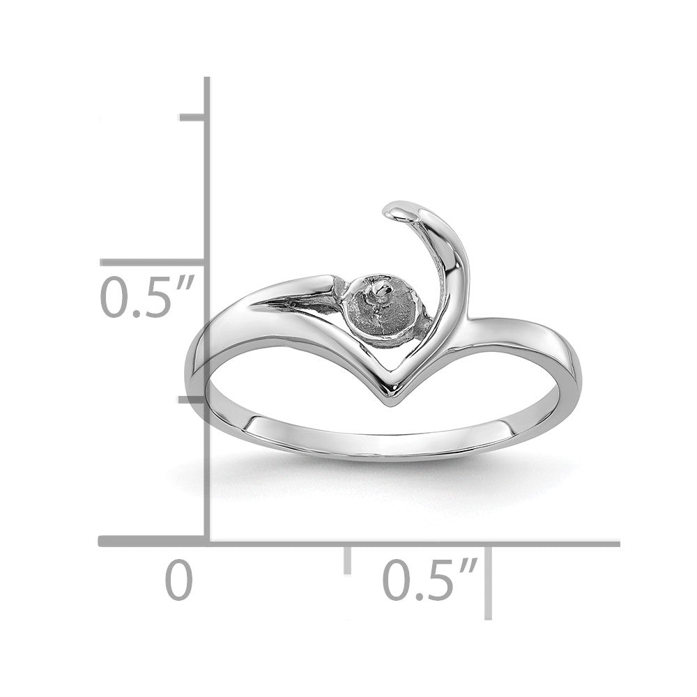 14k White Gold Polished Pearl Ring Mounting