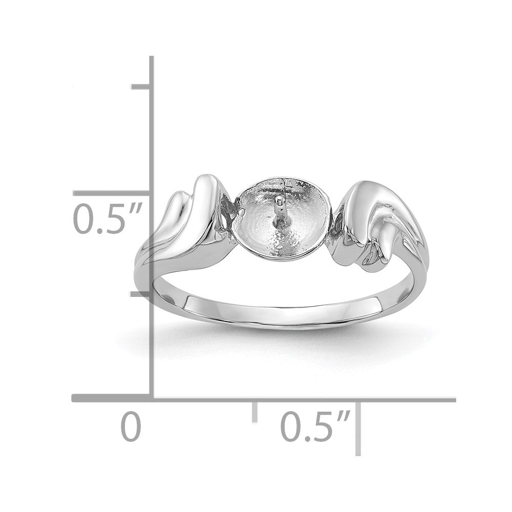 14k White Gold Polished Pearl Ring Mounting