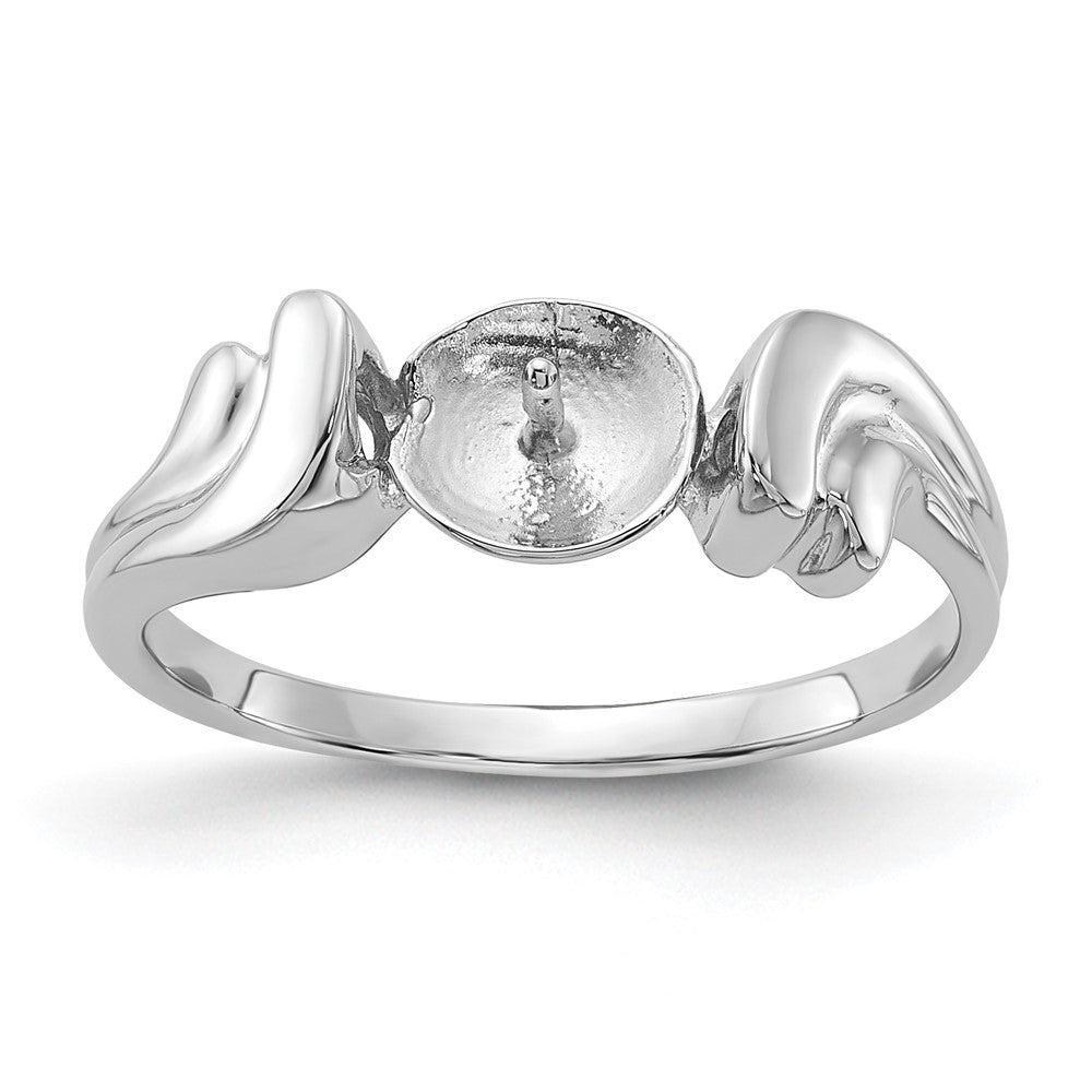 14k White Gold Polished Pearl Ring Mounting