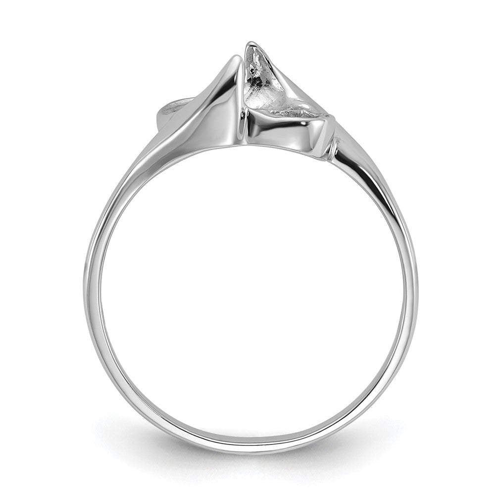 14k White Gold Polished Pearl Ring Mounting