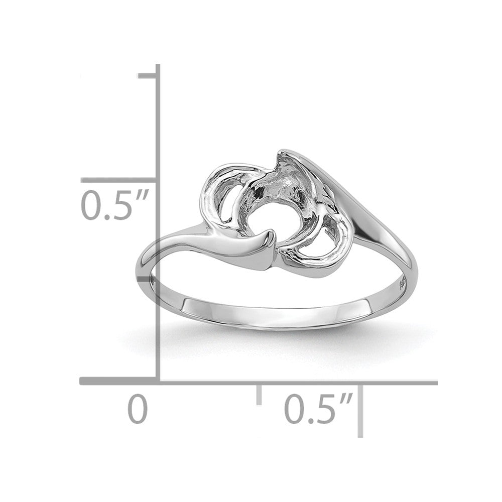 14k White Gold Polished Pearl Ring Mounting