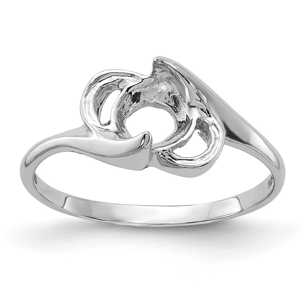 14k White Gold Polished Pearl Ring Mounting