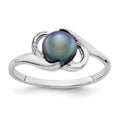 14k White Gold 5.5mm Black FW Cultured Pearl ring