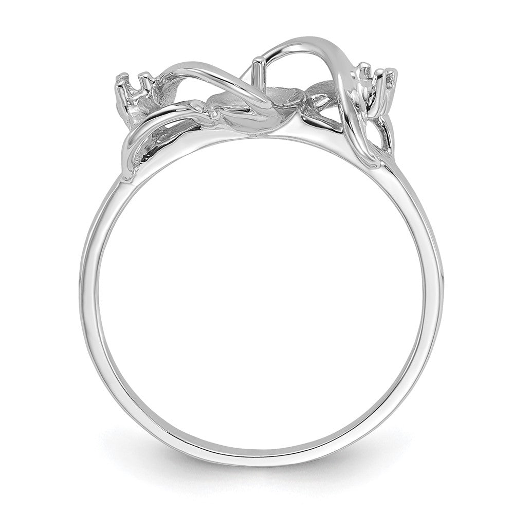 14k White Gold Polished Diamond & Pearl Ring Mounting