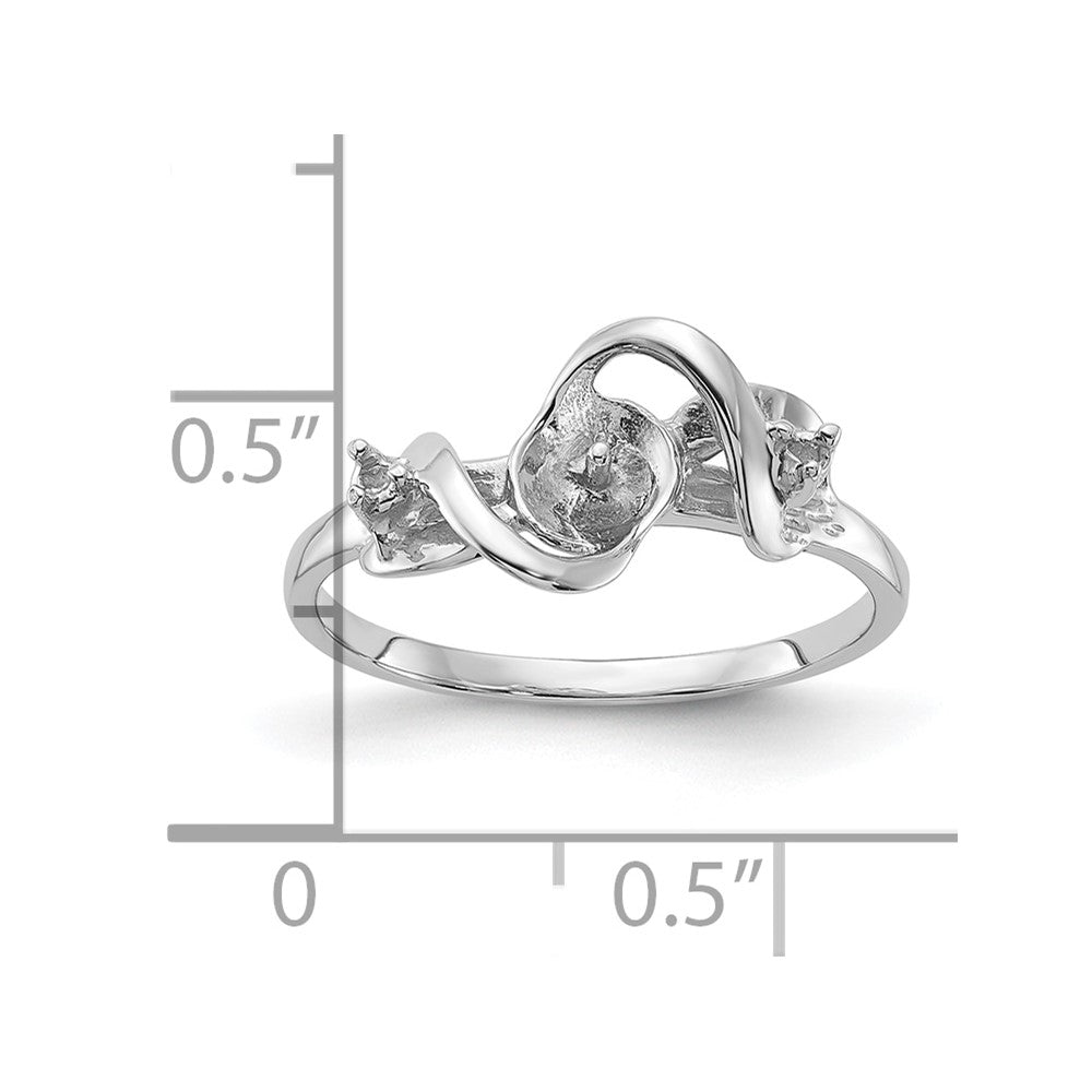 14k White Gold Polished Diamond & Pearl Ring Mounting