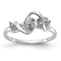 14k White Gold Polished Diamond & Pearl Ring Mounting