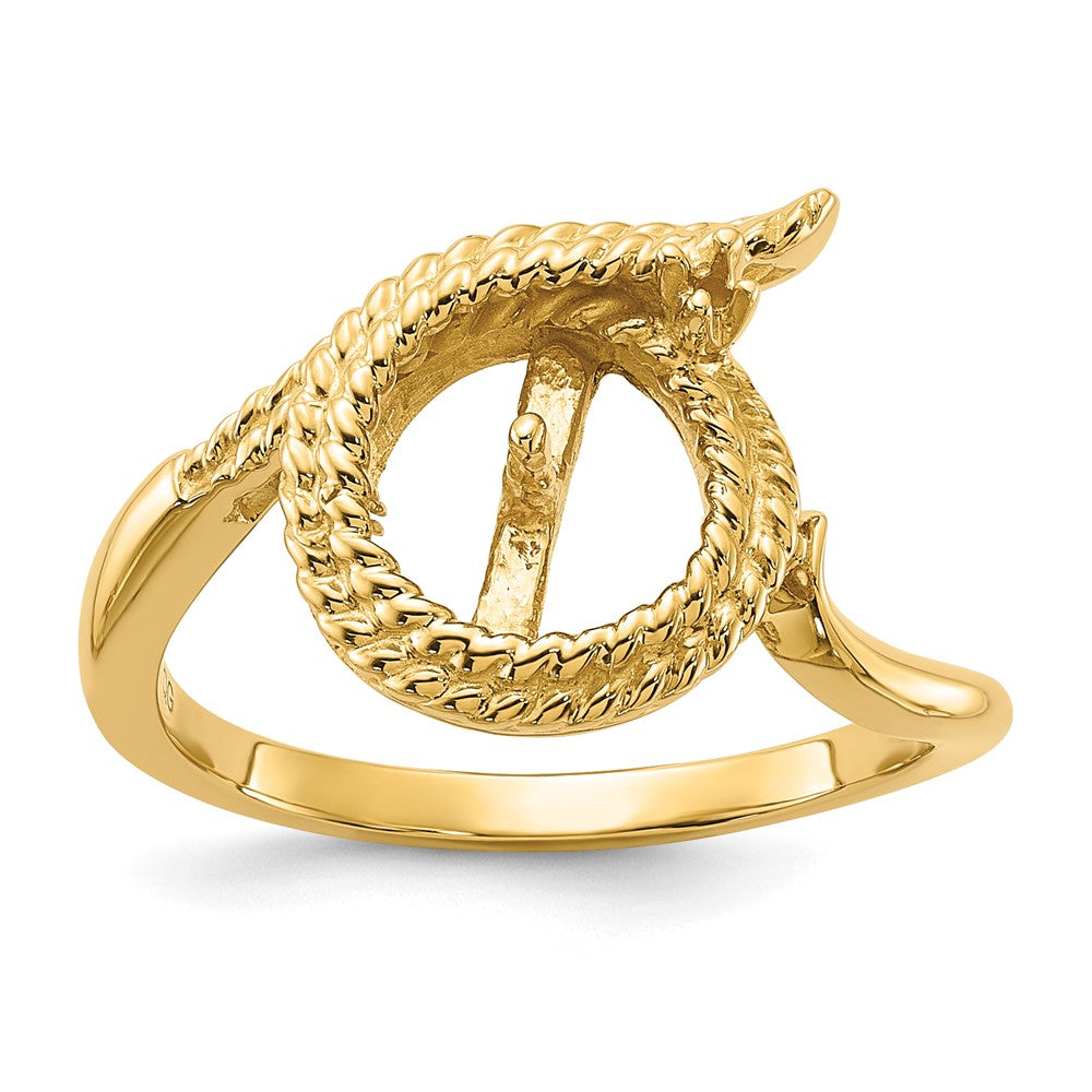 14k Polished Diamond & Pearl Ring Mounting