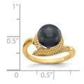 14k 8.5mm Black FW Cultured Pearl AA Diamond ring