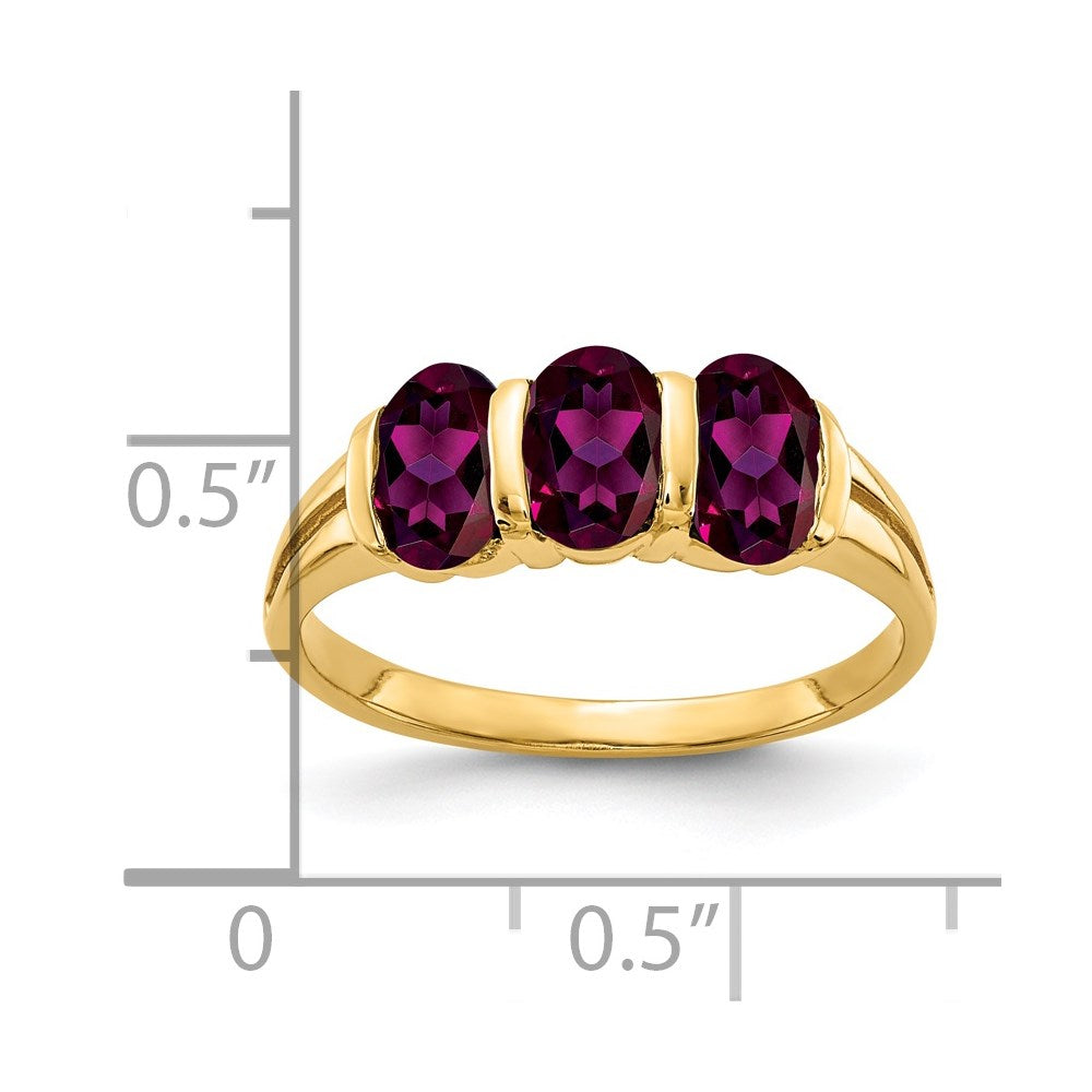 14k 6x4mm Oval Rhodolite Garnet ring