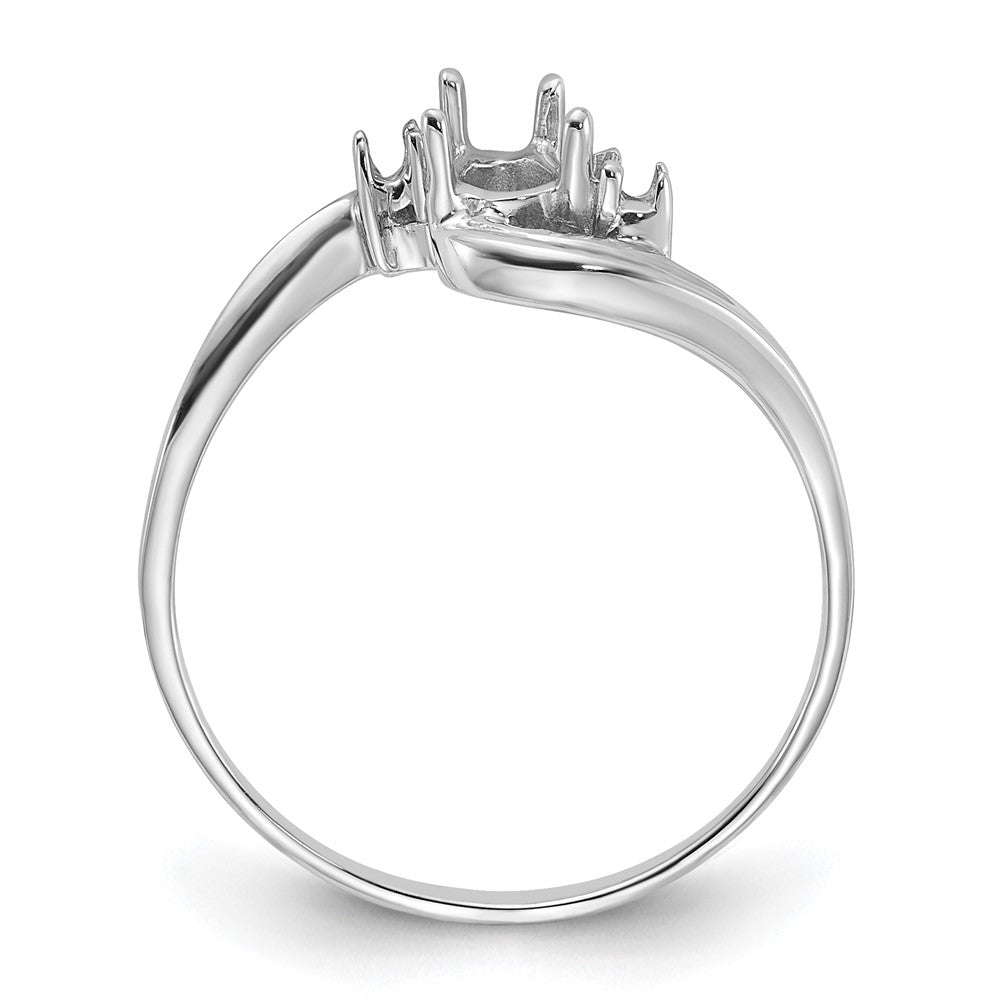 14k White Gold Polished .03ct. Diamond & 6x4 Pear Gemstone Ring Mounting