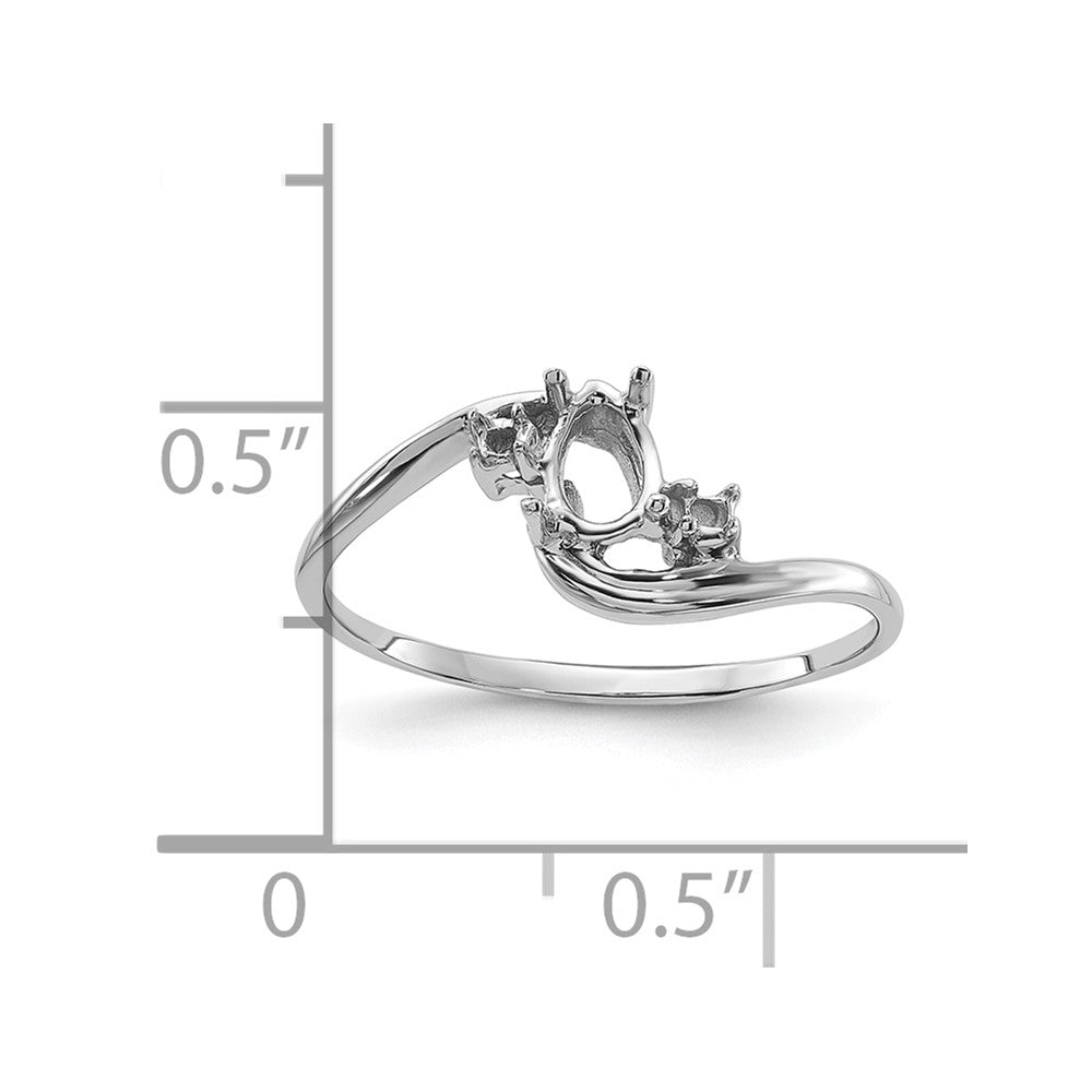 14k White Gold Polished .03ct. Diamond & 6x4 Pear Gemstone Ring Mounting