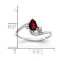14k White Gold 6x4mm Pear Garnet A Diamond ring
