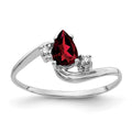 14k White Gold 6x4mm Pear Garnet AAA Diamond ring