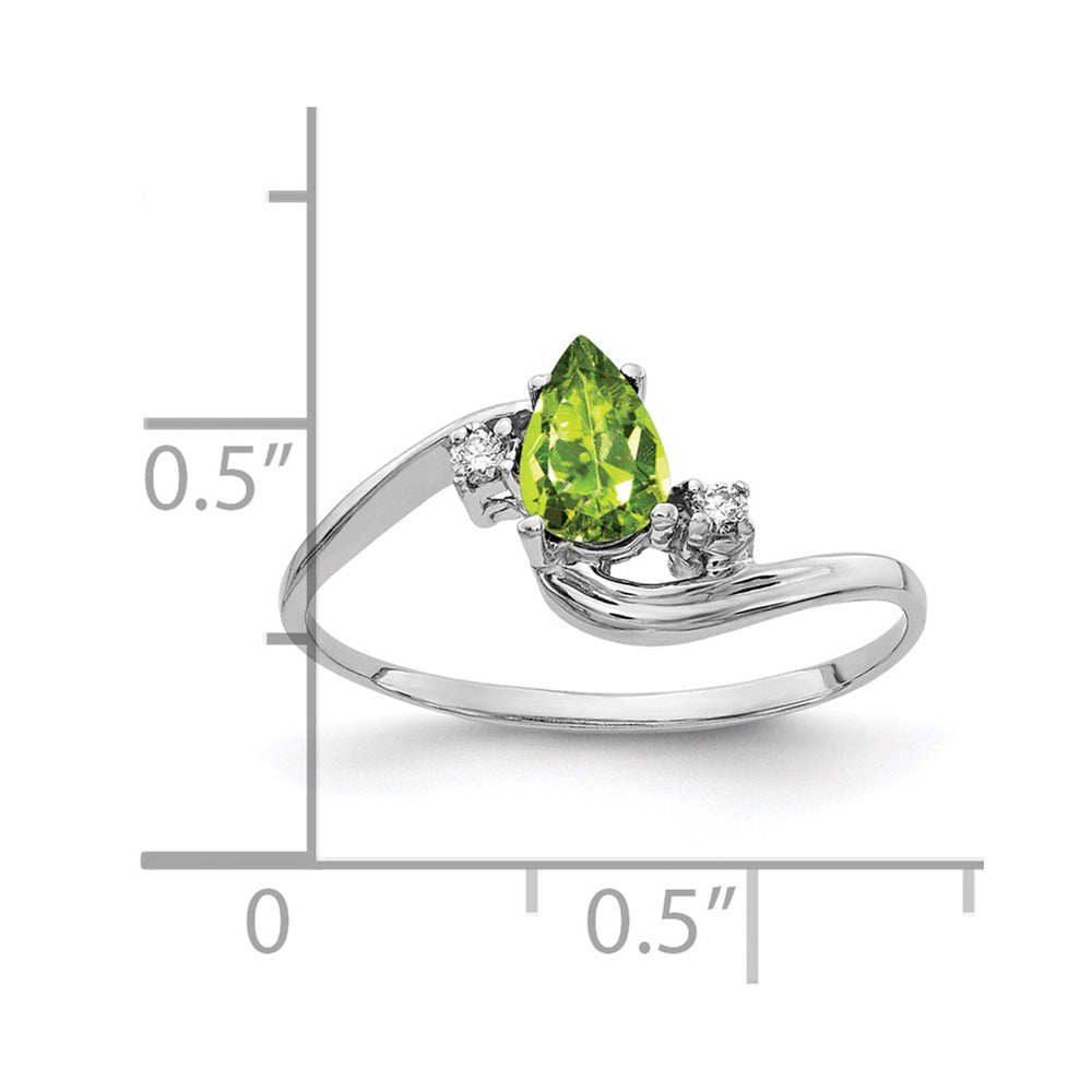 14k White Gold 6x4mm Pear Peridot AA Diamond ring
