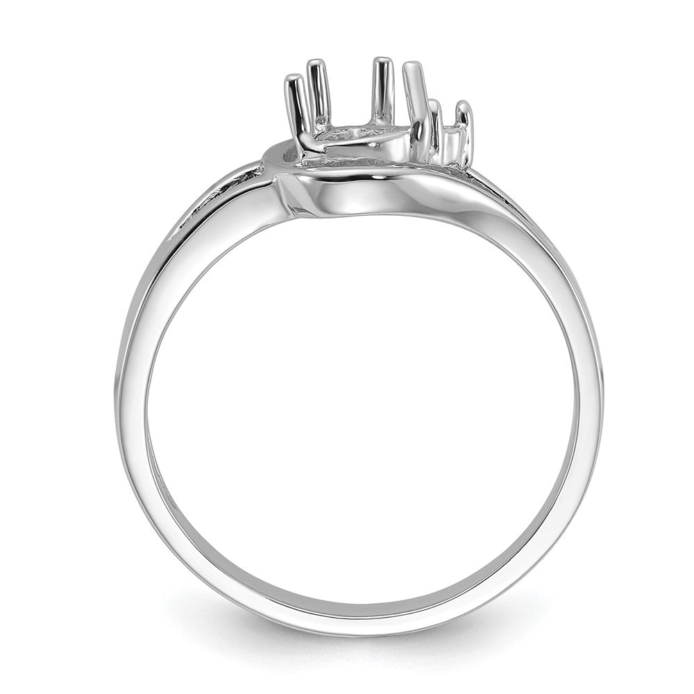14k White Gold Polished .02ct. Diamond & 6x4 Pear Gemstone Ring Mounting