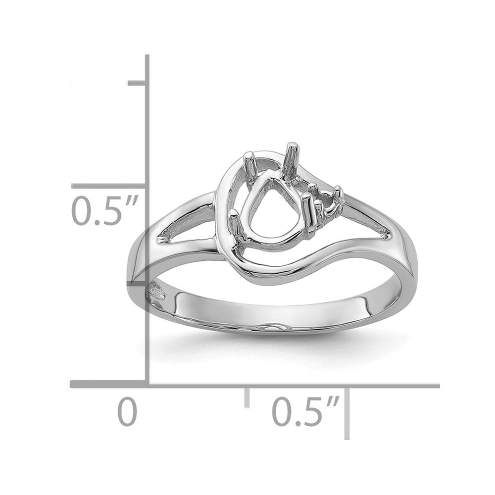 14k White Gold Polished .02ct. Diamond & 6x4 Pear Gemstone Ring Mounting
