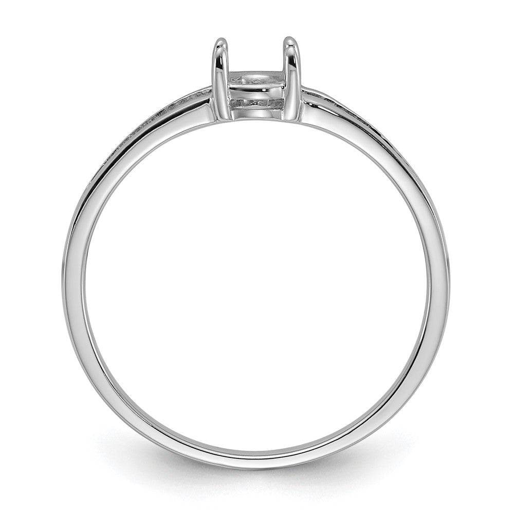 14k White Gold Polished 6x4 Oval Gemstone Ring Mounting