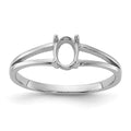 14k White Gold Polished 6x4 Oval Gemstone Ring Mounting