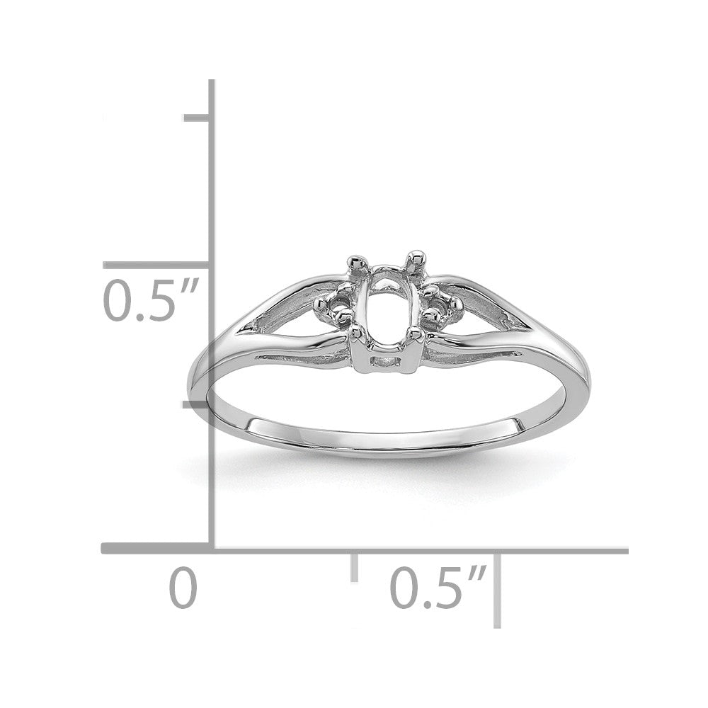 14k White Gold .02ct. Diamond & 5x3 Oval Gemstone Ring Mounting