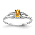 14k White Gold 5x3mm Oval Citrine AAA Diamond ring