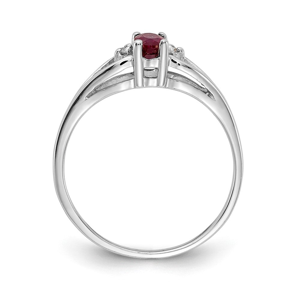 14k White Gold 5x3mm Oval Ruby VS Diamond ring