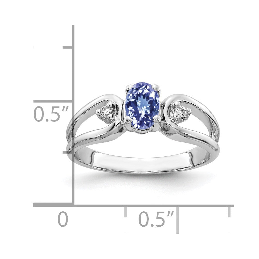 14k White Gold 6x4mm Oval Tanzanite AA Diamond ring