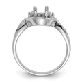 14k White Gold Polished .03ct. Diamond & 6x4 Oval Gemstone Ring Mounting