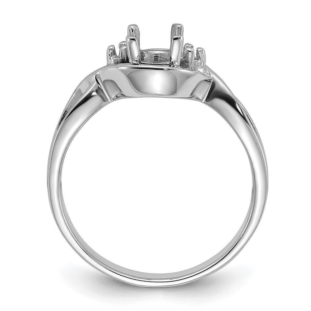14k White Gold Polished .03ct. Diamond & 6x4 Oval Gemstone Ring Mounting