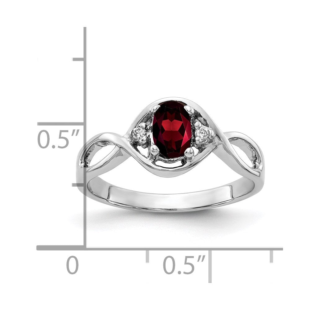 14k White Gold 6x4mm Oval Garnet AA Diamond ring