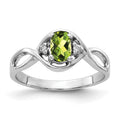 14k White Gold 6x4mm Oval Peridot AA Diamond ring