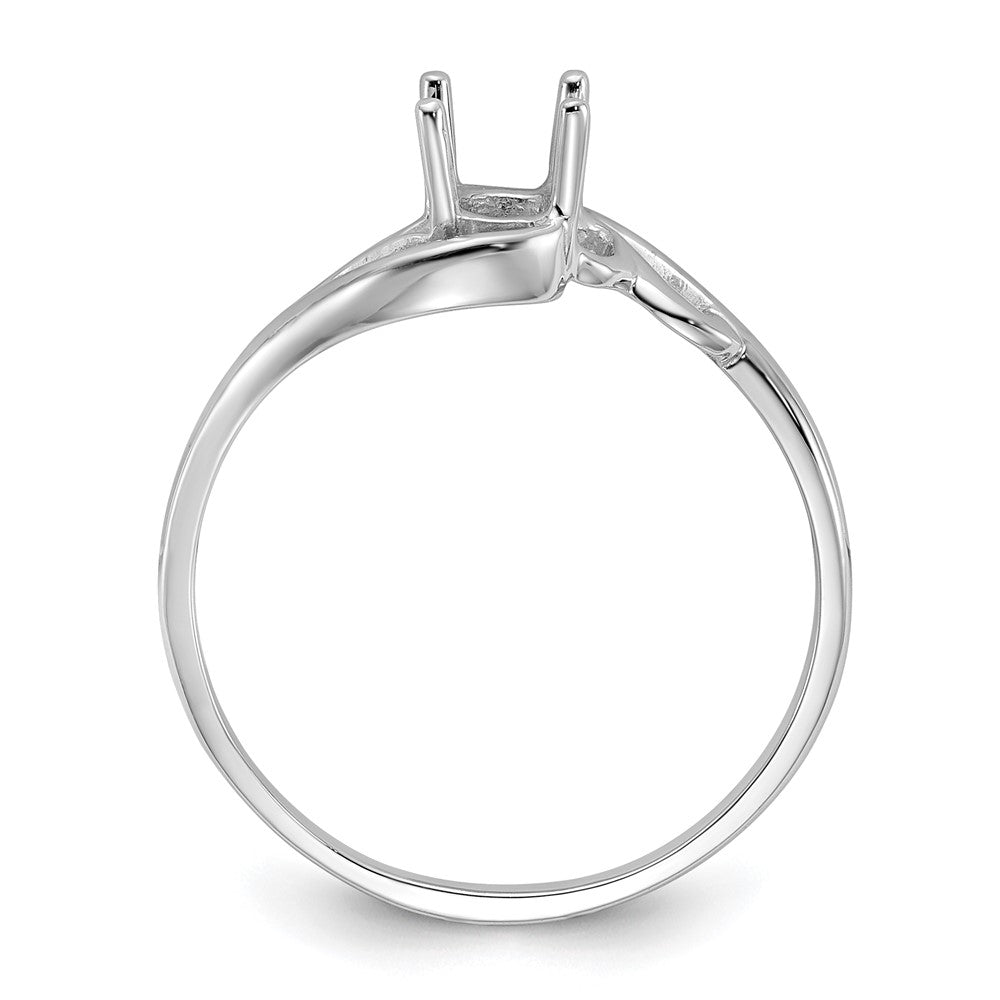 14k White Gold Polished 6x4 Oval Gemstone Ring Mounting