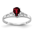 14k White Gold 6x4mm Pear Garnet ring