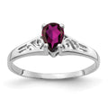 14k White Gold 6x4mm Pear Rhodolite Garnet ring