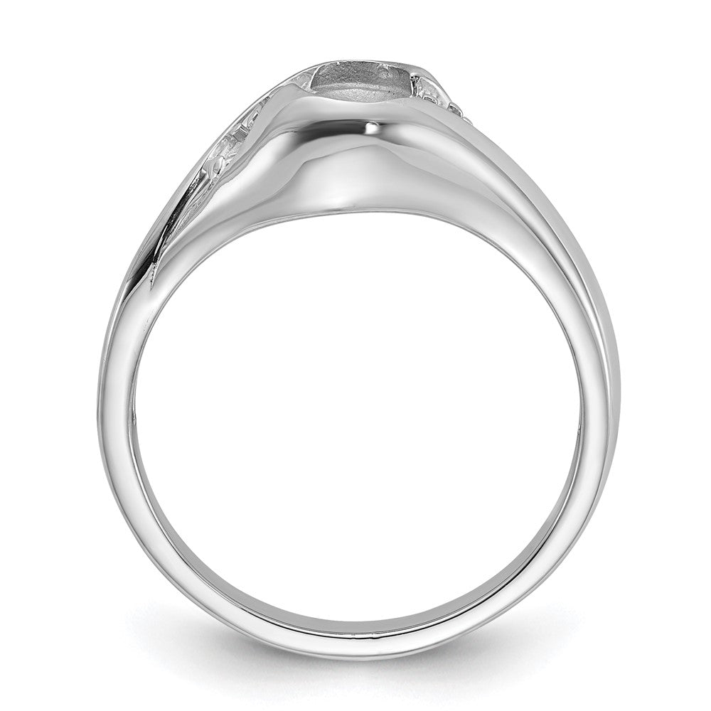 14k White Gold Polished Diamond & 6x4 Oval Gemstone Ring Mounting