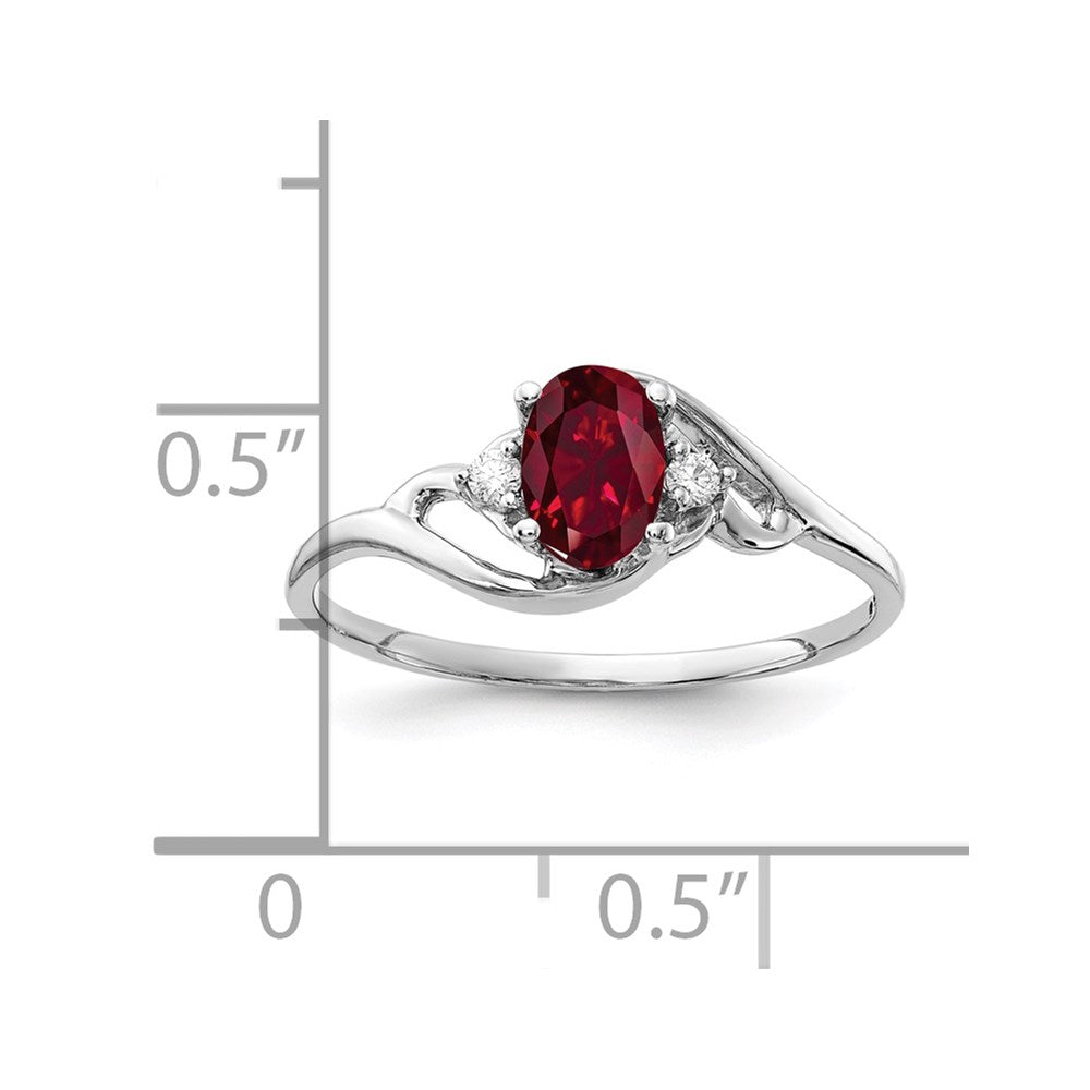 14k White Gold 6x4mm Oval Created Ruby AA Diamond ring