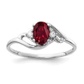 14k White Gold 6x4mm Oval Created Ruby AA Diamond ring