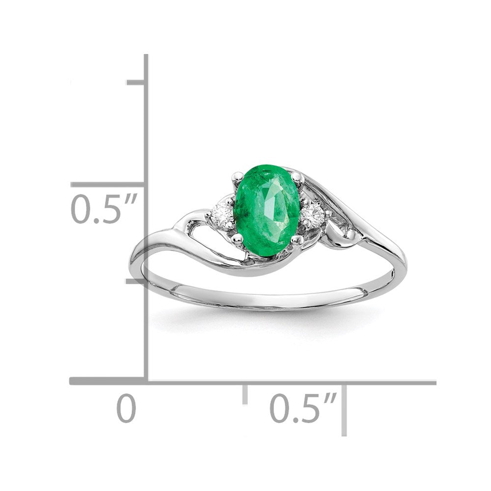 14k White Gold 6x4mm Oval Emerald AAA Diamond ring
