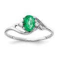 14k White Gold 6x4mm Oval Emerald VS Diamond ring