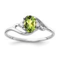 14k White Gold 6x4mm Oval Peridot AA Diamond ring