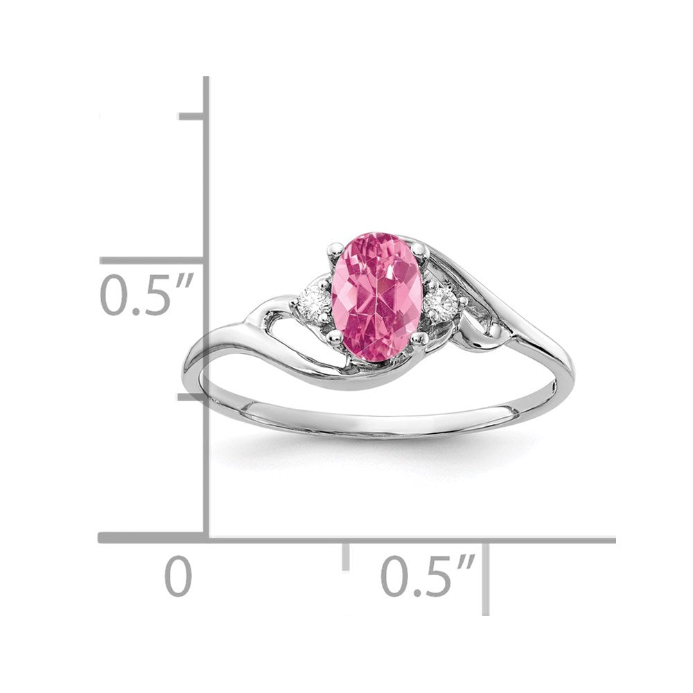 14k White Gold 6x4mm Oval Pink Tourmaline AA Diamond ring